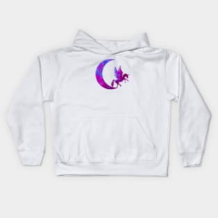 Purple Crescent Moon and Unicorn Kids Hoodie